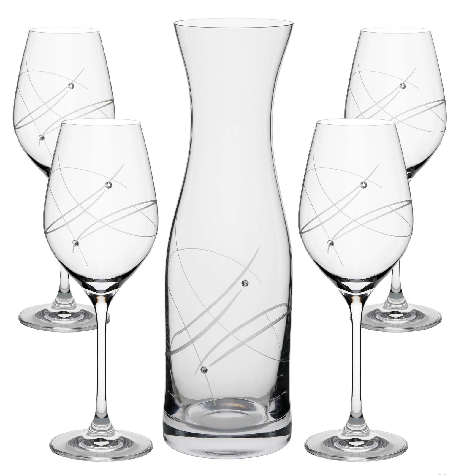 SET fľaša Vital + kalich na víno 27181 Swarovski Crystals (1+4KS)
