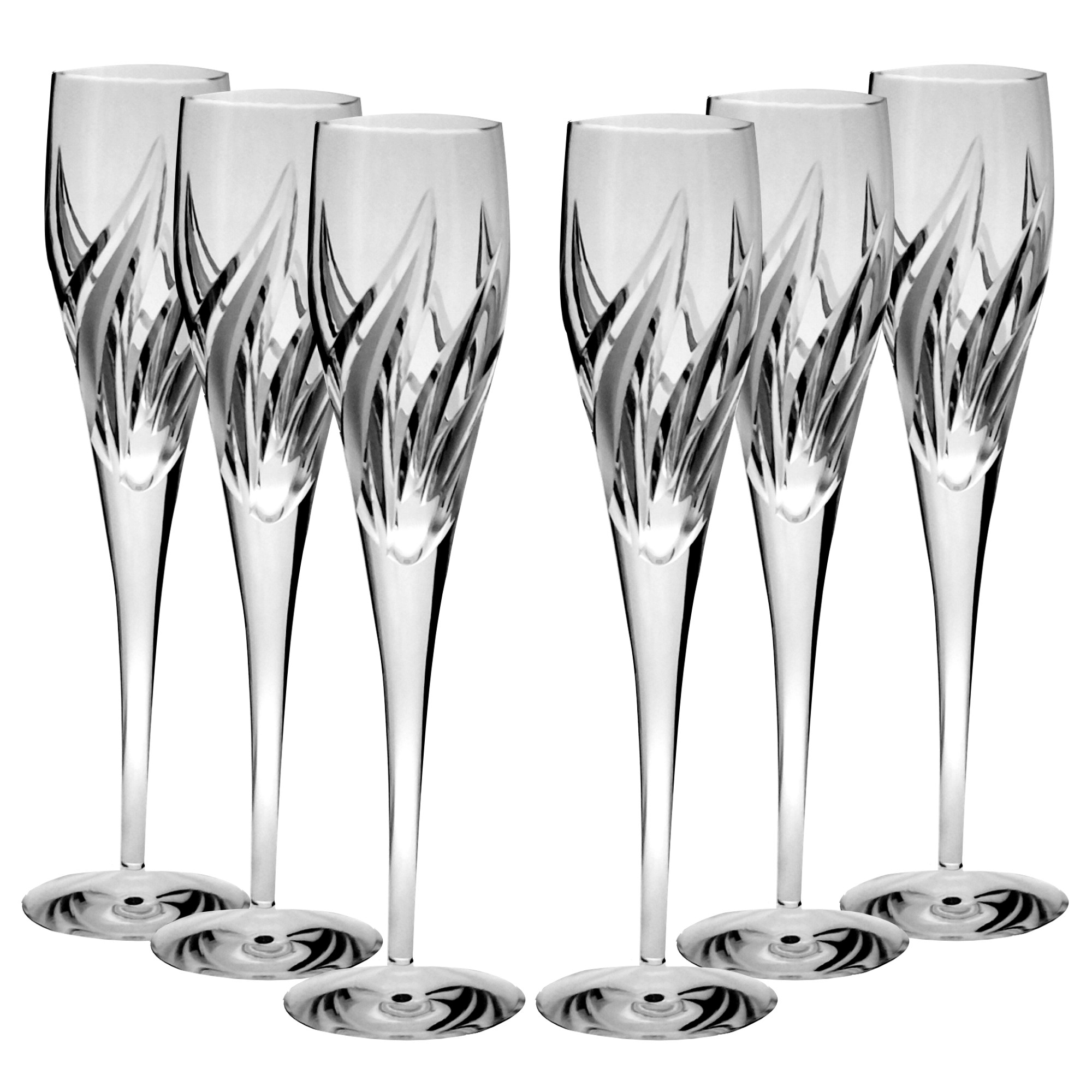 Brúsené poháre na sekt 200ml Plameň (6ks)