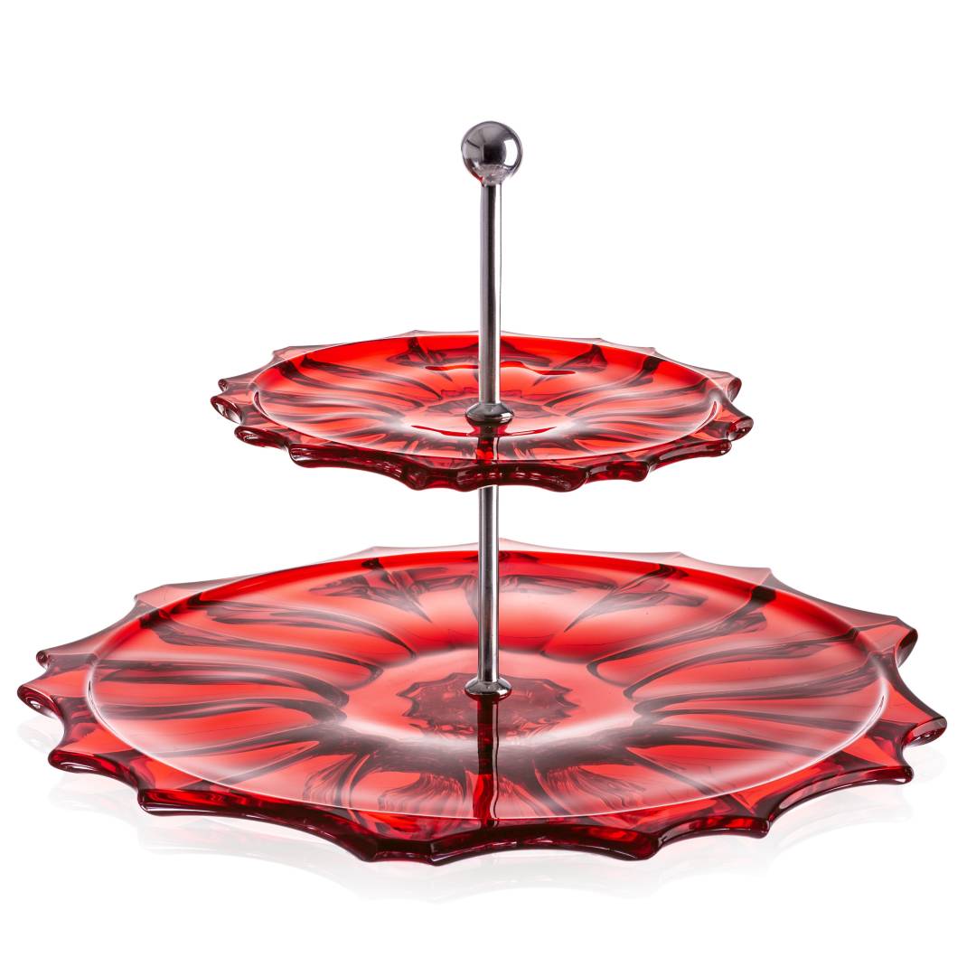 Aurum Plantica krištáľový etažér 35cm Red