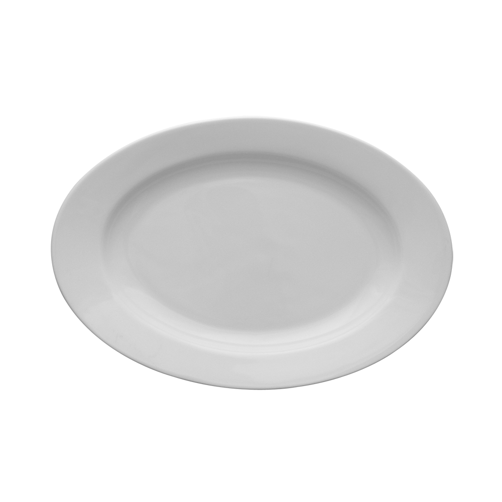 KASZUB - oválny tanier 33 cm, biela