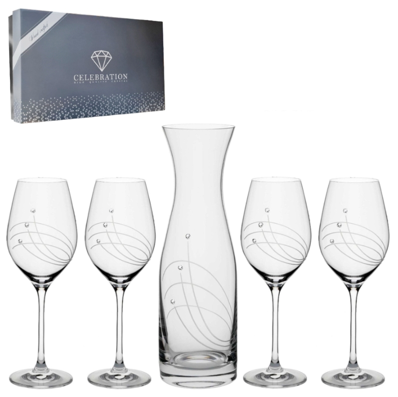 SET fľaša Vital + kalichy na víno 30538 Swarovski Crystals (1+4KS)