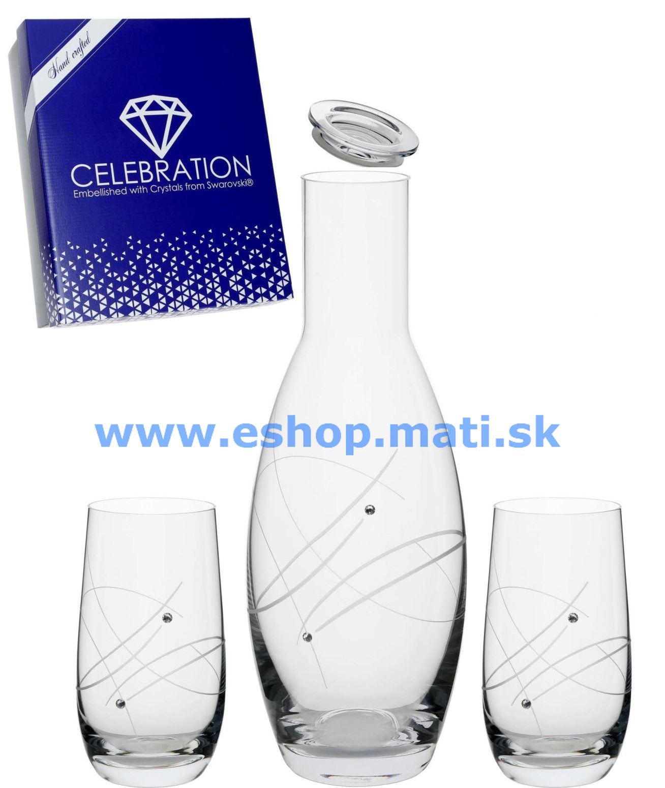 SET fľaša Fjord + poháre Globo 27181 Swarovski Crystals (1+2KS)