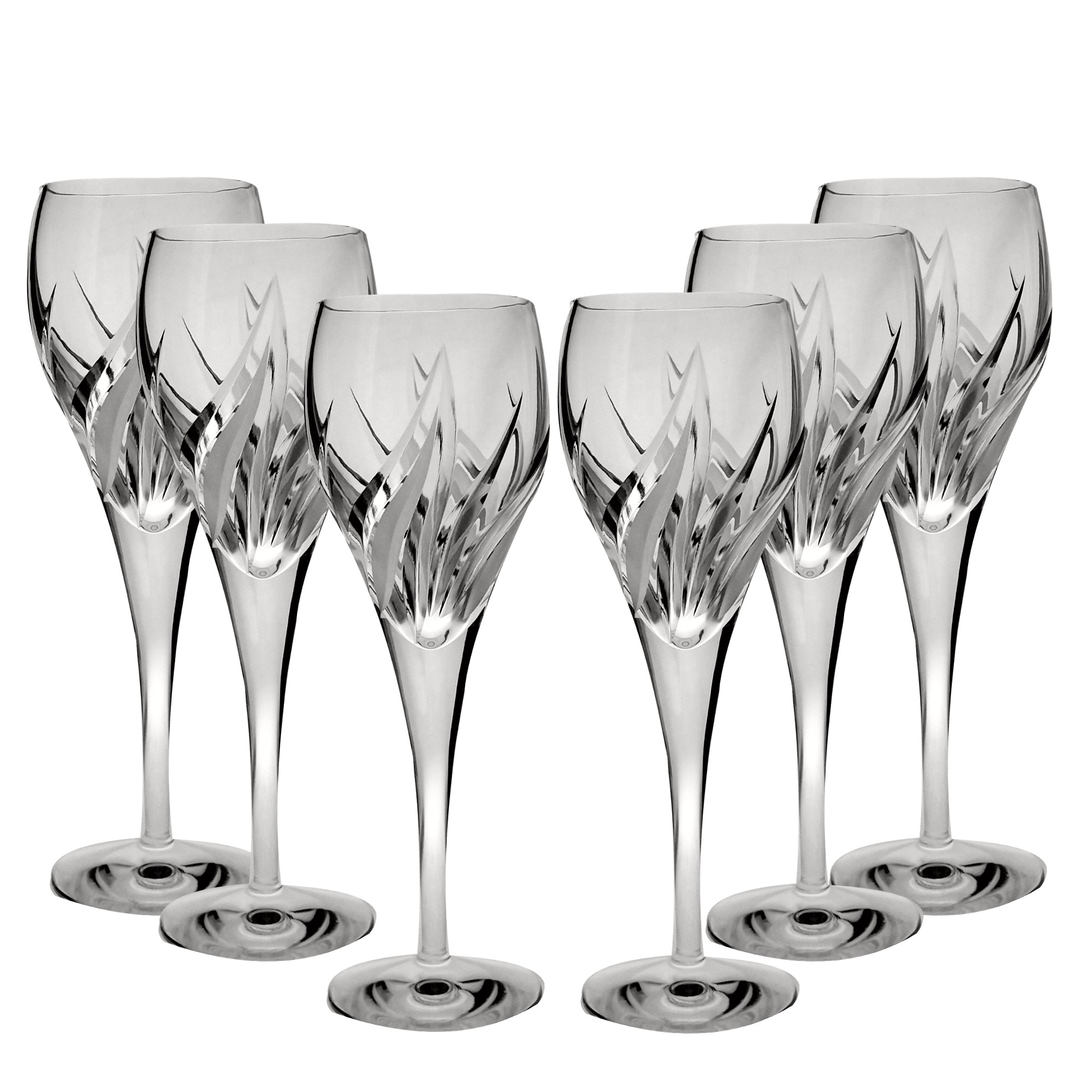 Brúsené poháre na víno 260ml Plameň (6ks)