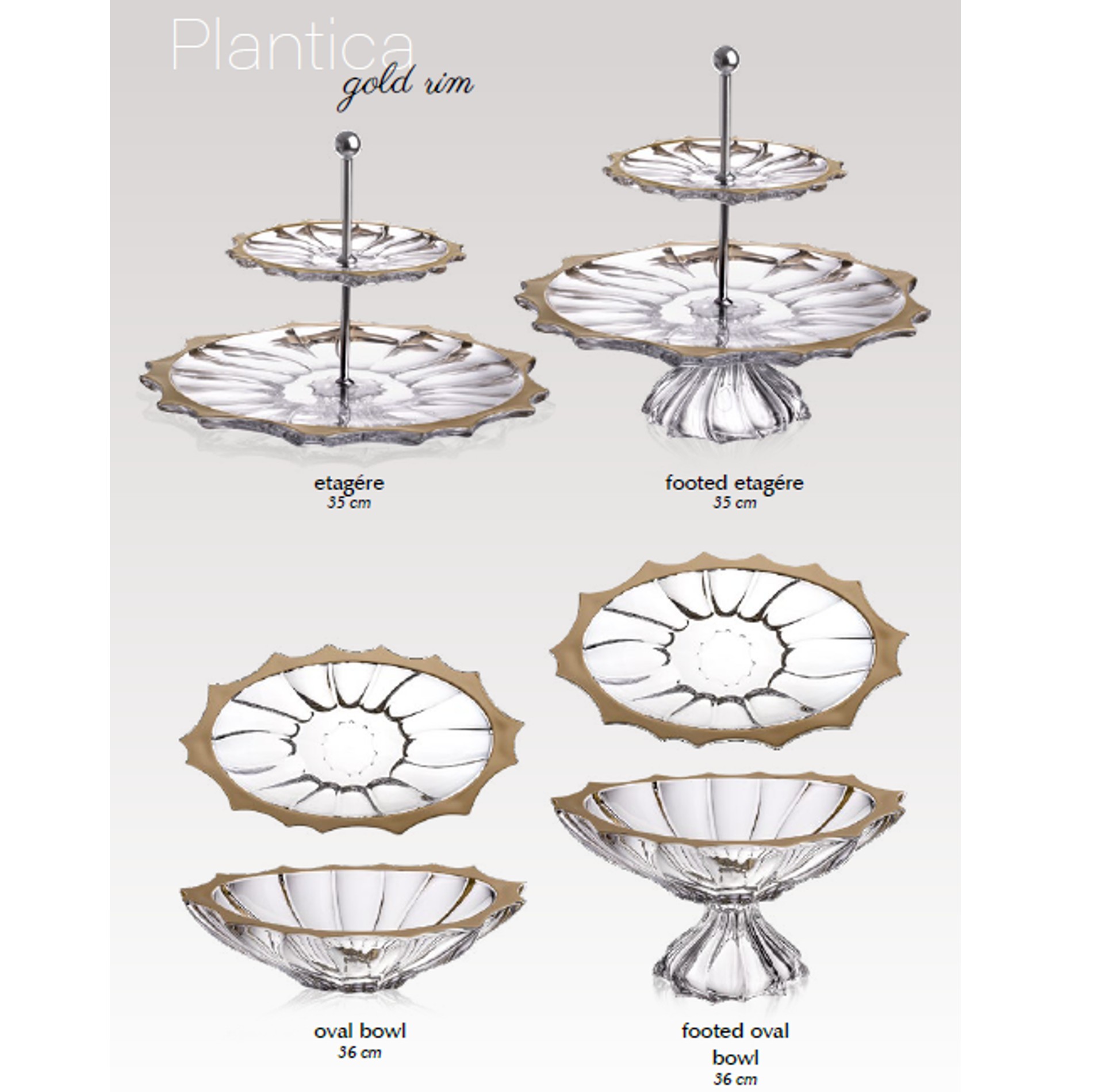 Aurum Plantica etažér 35 cm so zlatým okrajom