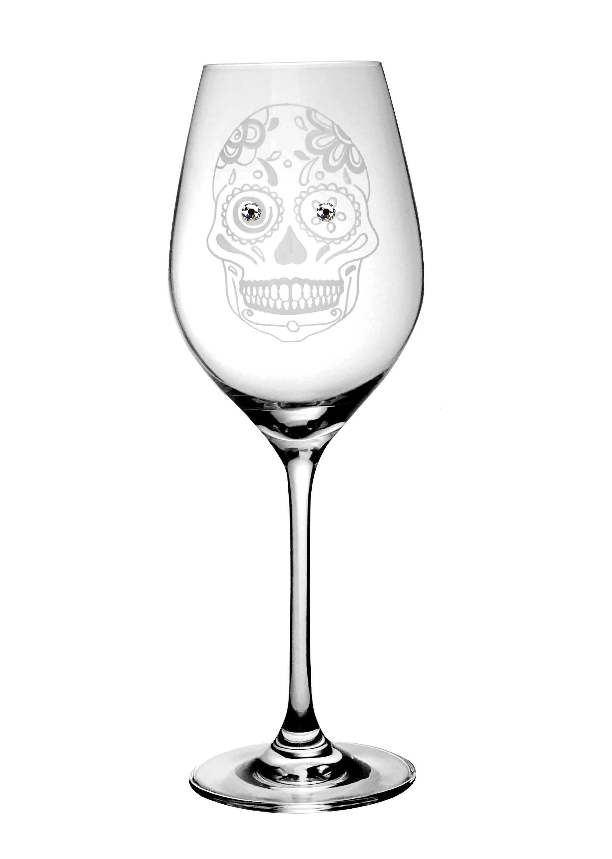 Kalichy na víno 360ml SKULL (LEBKA) Crystals (2KS)