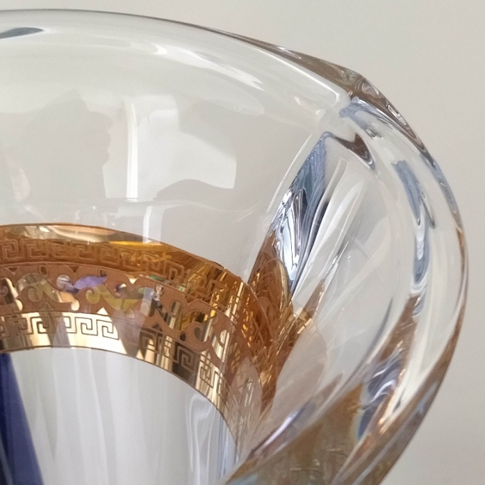 Krištáľová váza so zlatým lemom z 18 karát. zlata Magma 33cm D Aqua