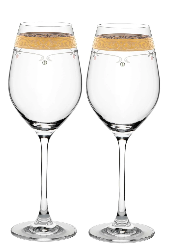 Kalich na víno Royal Gold 360ml 40352 Swarovski Crystals (2KS)