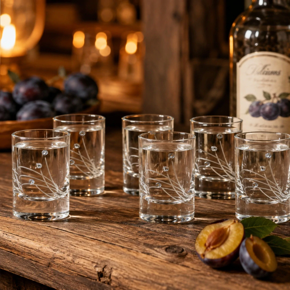 Darčekový set podnos WOOD Jeleň + poháre Spirit 30538 Swarovski Crystals (1+6 ks)