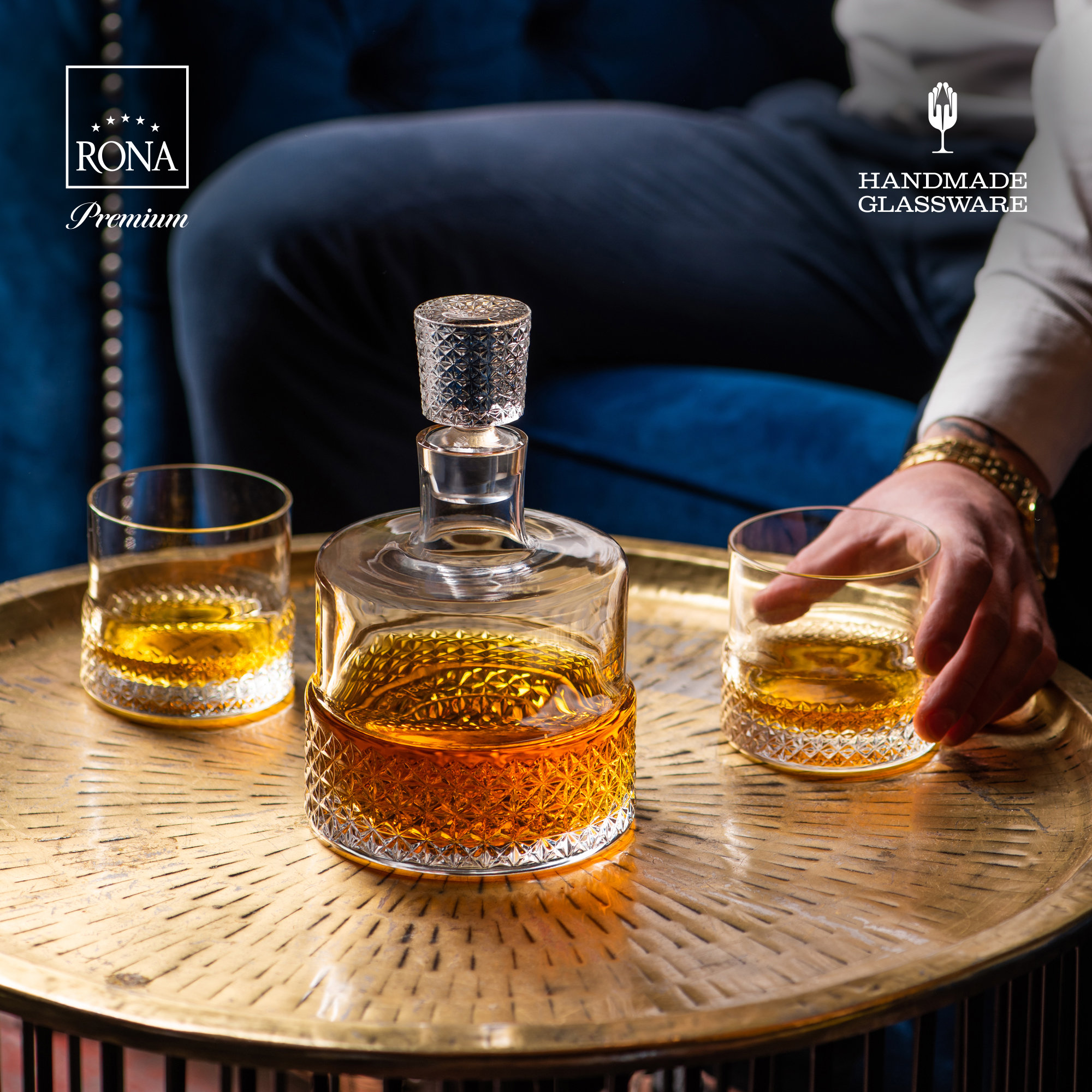 Poháre whisky 380ml s lešteným brusom PREMIUM (4ks)