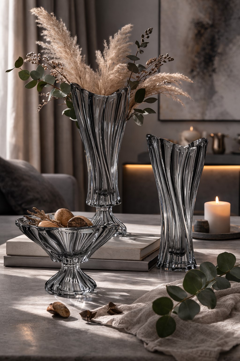Aurum Plantica krištáľová misa 33 cm Grey (1ks)