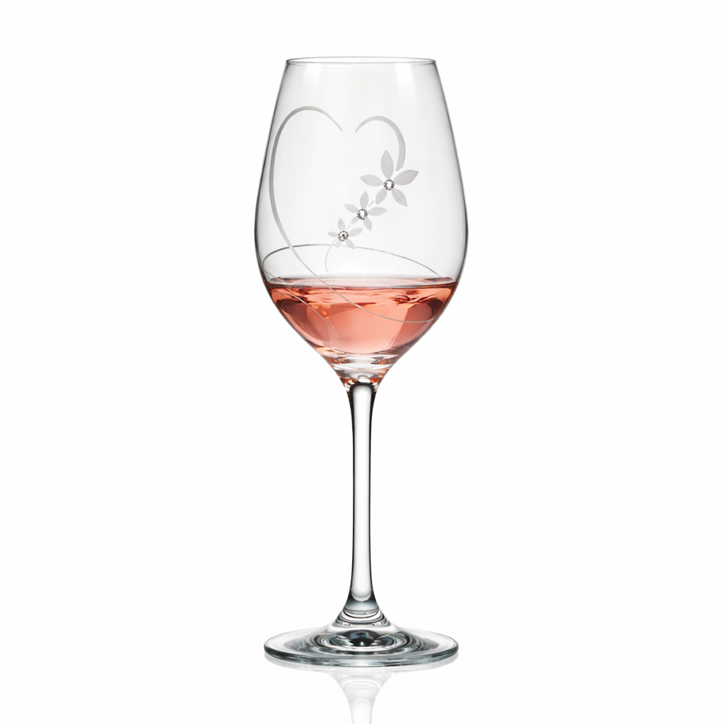 Pohár na víno 360ml Celebration 100 srdce Swarovski (2KS)