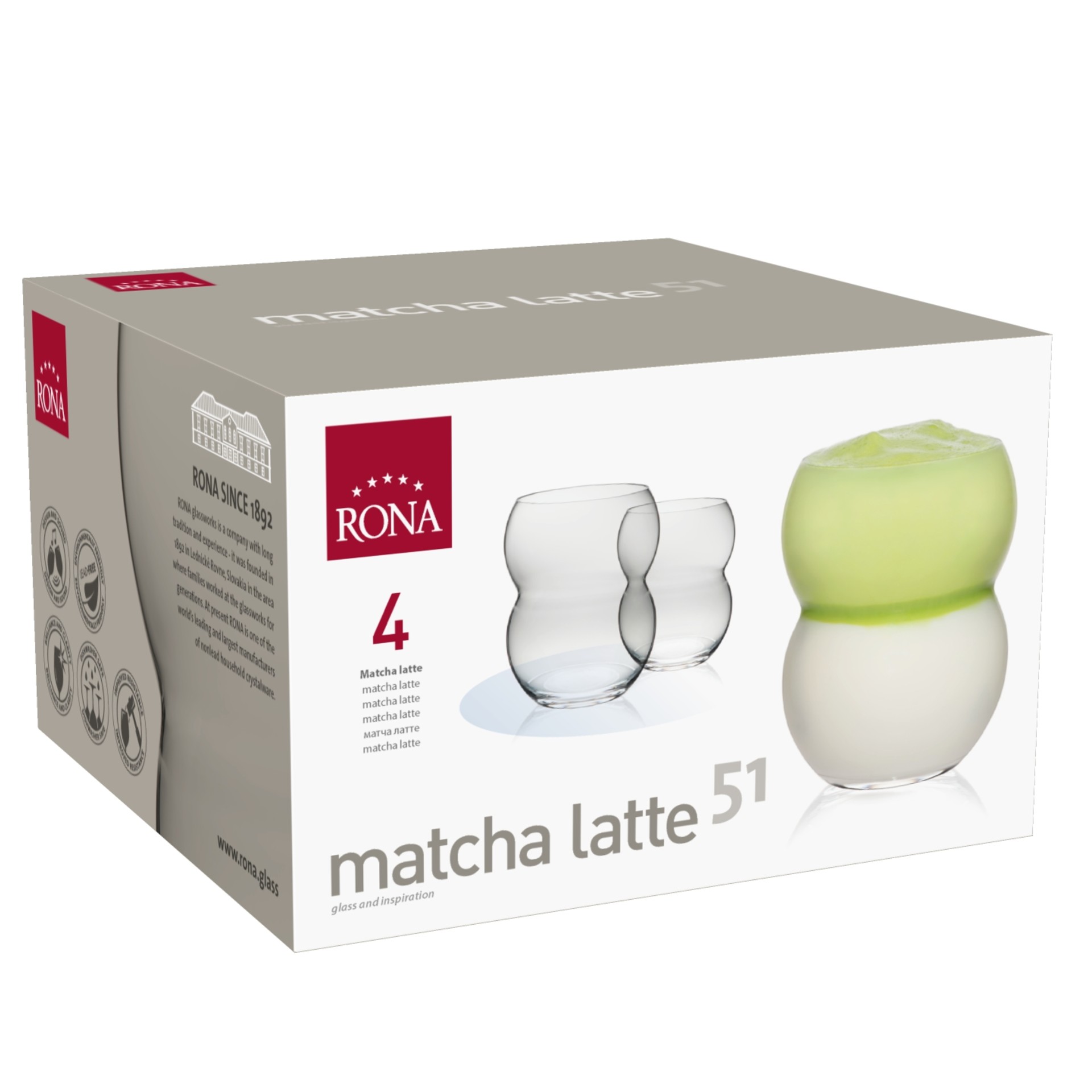 Poháre RONA MATCHA Latte 515 ml (4ks)