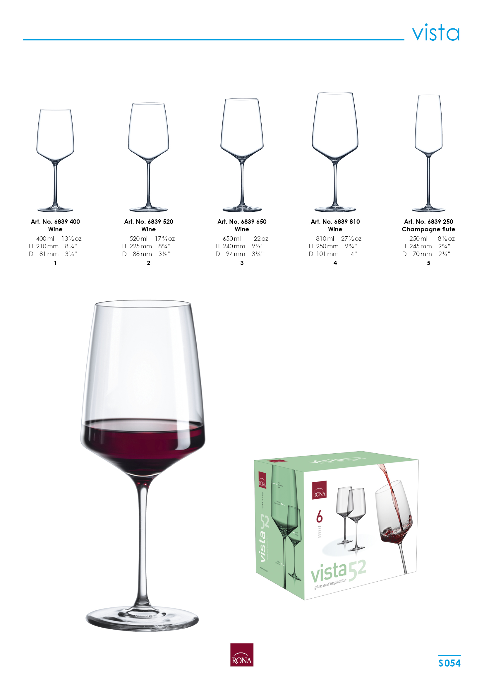 Pohár na prosecco, šampanské Vista 250ml flétňa (6KS)