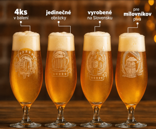Štýlové pivové poháre CITY 460ml dekor (4ks) - ideálne ako darček