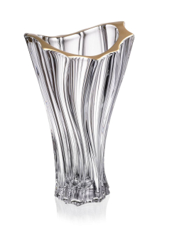 Aurum Plantica krištáľová váza 32cm zlatý okraj